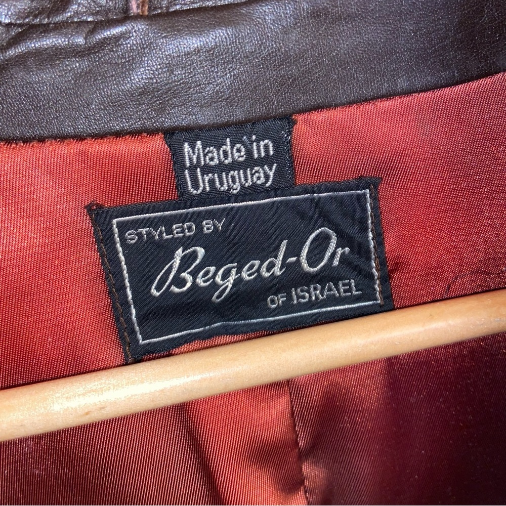 Vintage Brown Leather Blazer Jacket Made in Uruguay edgy rock classic old money - Picture 2 of 10